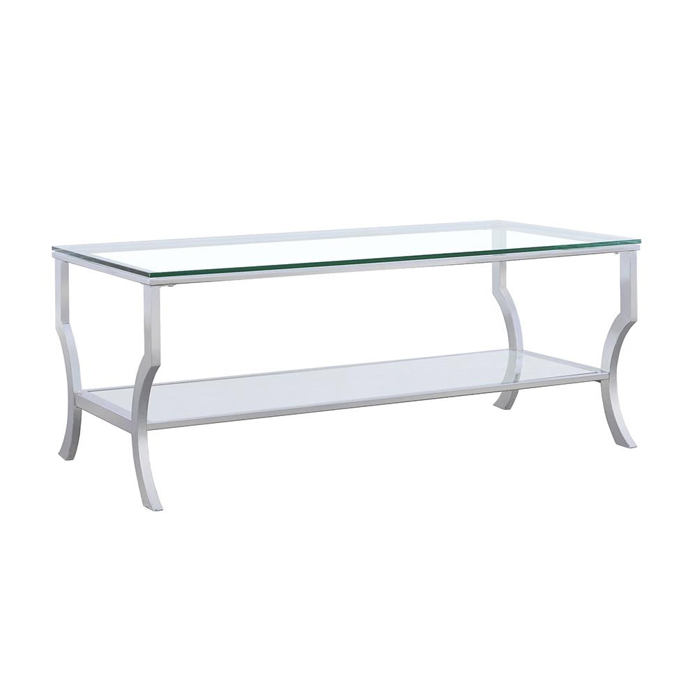 Saide Chrome Rectangular Coffee Table with Mirrored Shelf from Coaster - Luna Furniture