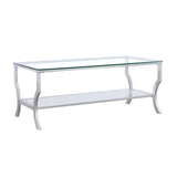 Saide Chrome Rectangular Coffee Table with Mirrored Shelf from Coaster - Luna Furniture