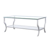 Saide Chrome Rectangular Coffee Table with Mirrored Shelf from Coaster - Luna Furniture