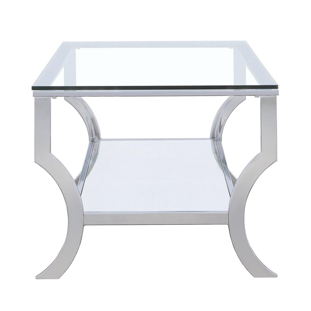 Saide Chrome Rectangular Coffee Table with Mirrored Shelf from Coaster - Luna Furniture