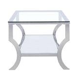 Saide Chrome Rectangular Coffee Table with Mirrored Shelf from Coaster - Luna Furniture