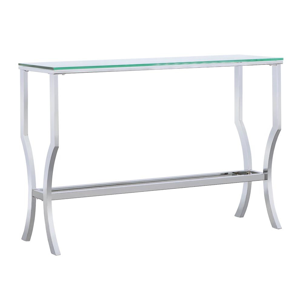 Saide Rectangular Sofa Table with Mirrored Shelf Chrome from Coaster - Luna Furniture