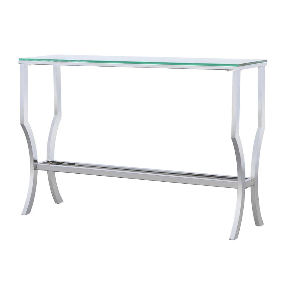 Saide Rectangular Sofa Table with Mirrored Shelf Chrome from Coaster - Luna Furniture