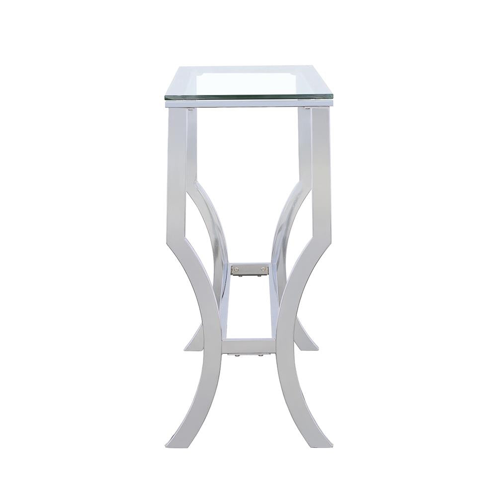 Saide Rectangular Sofa Table with Mirrored Shelf Chrome from Coaster - Luna Furniture