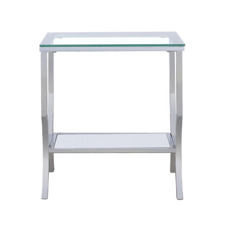 Saide Square End Table with Mirrored Shelf Chrome from Coaster - Luna Furniture