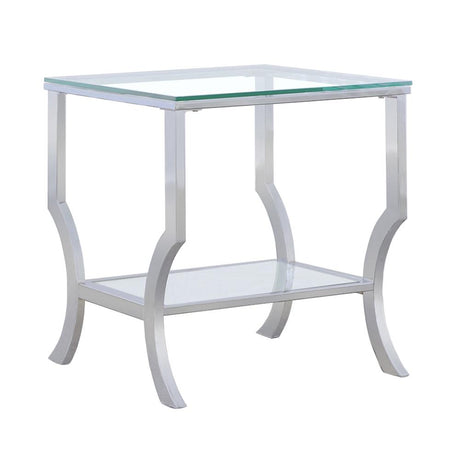 Saide Square End Table with Mirrored Shelf Chrome from Coaster - Luna Furniture