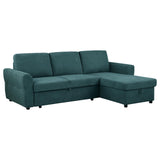 Samantha Upholstered Sleeper Sofa Sectional with Storage Chaise Teal Blue from Coaster - Luna Furniture