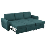 Samantha Upholstered Sleeper Sofa Sectional with Storage Chaise Teal Blue from Coaster - Luna Furniture