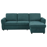 Samantha Upholstered Sleeper Sofa Sectional with Storage Chaise Teal Blue from Coaster - Luna Furniture