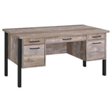 Samson Weathered Oak 4-Drawer Office Desk from Coaster - Luna Furniture