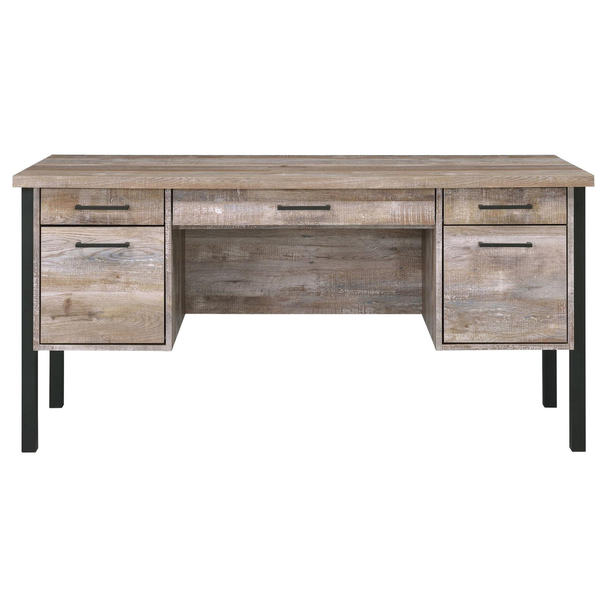 Samson Weathered Oak 4-Drawer Office Desk from Coaster - Luna Furniture