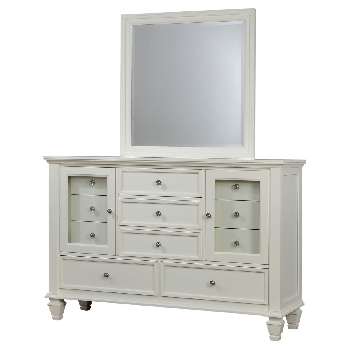 Sandy Beach 11-drawer Dresser with Mirror Cream White from Coaster - Luna Furniture