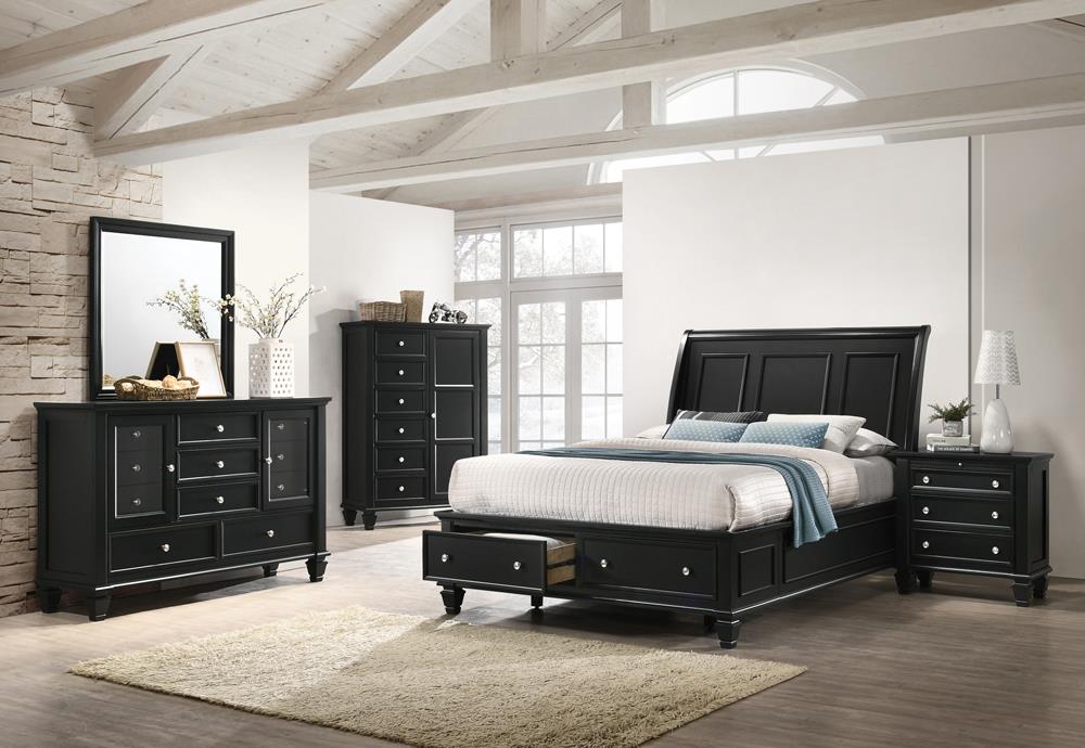 Sandy Beach 4-Piece Eastern King Storage Bedroom Set with Sleigh Headboard from Coaster - Luna Furniture