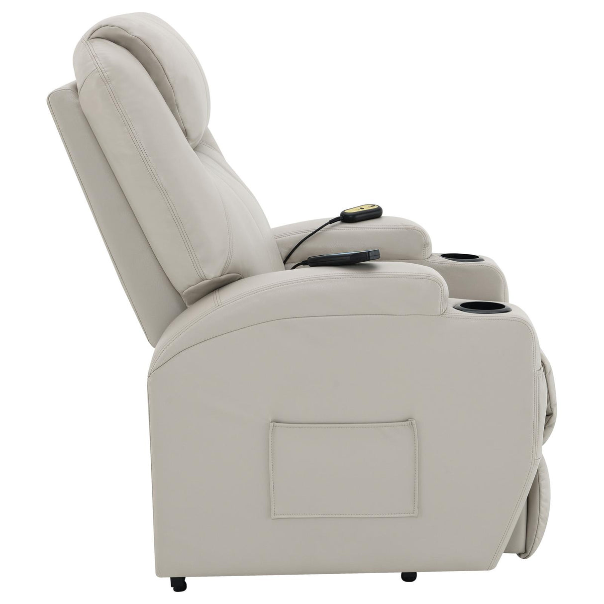 Sanger Upholstered Power Lift Recliner Chair with Massage Champagne - 600497P - Luna Furniture