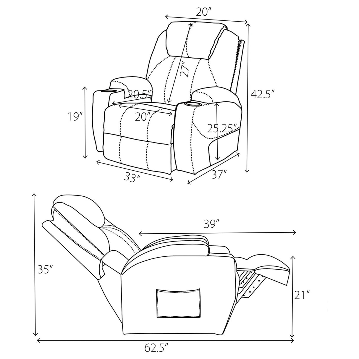 Sanger Upholstered Power Lift Recliner Chair with Massage Champagne - 600497P - Luna Furniture