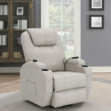 Sanger Upholstered Power Lift Recliner Chair with Massage Champagne - 600497P - Luna Furniture