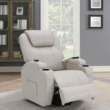 Sanger Upholstered Power Lift Recliner Chair with Massage Champagne - 600497P - Luna Furniture