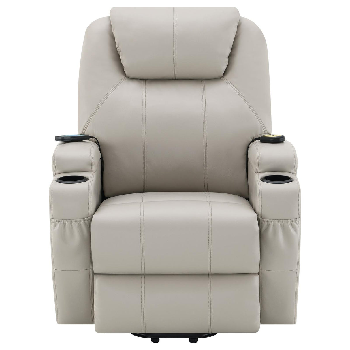 Sanger Upholstered Power Lift Recliner Chair with Massage Champagne - 600497P - Luna Furniture