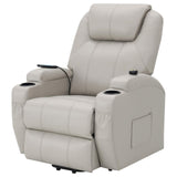 Sanger Upholstered Power Lift Recliner Chair with Massage Champagne - 600497P - Luna Furniture