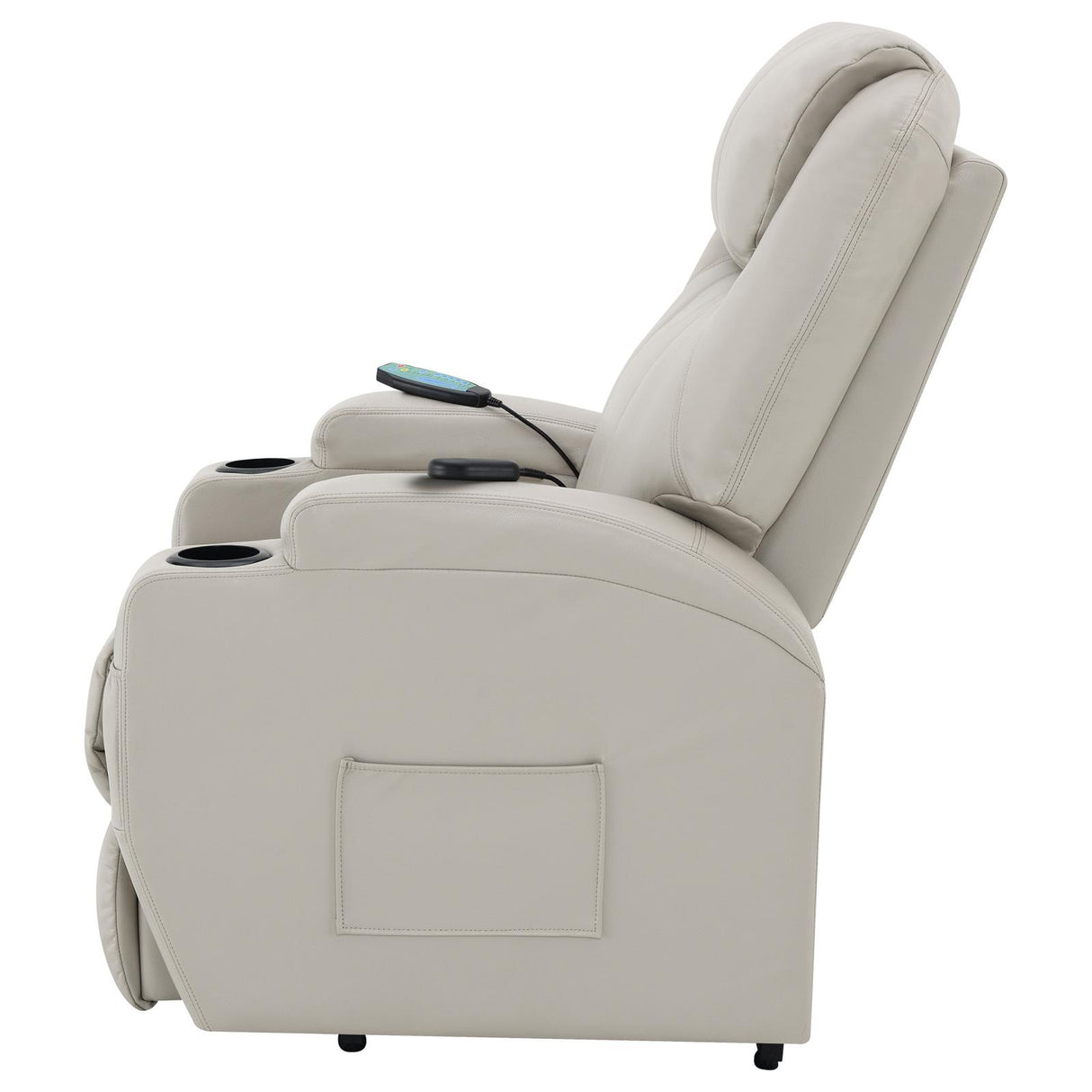 Sanger Upholstered Power Lift Recliner Chair with Massage Champagne - 600497P - Luna Furniture