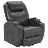 Sanger Upholstered Power Lift Recliner Chair with Massage Charcoal Grey - 600498P - Luna Furniture