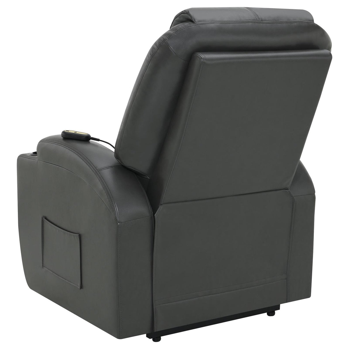 Sanger Upholstered Power Lift Recliner Chair with Massage Charcoal Grey - 600498P - Luna Furniture