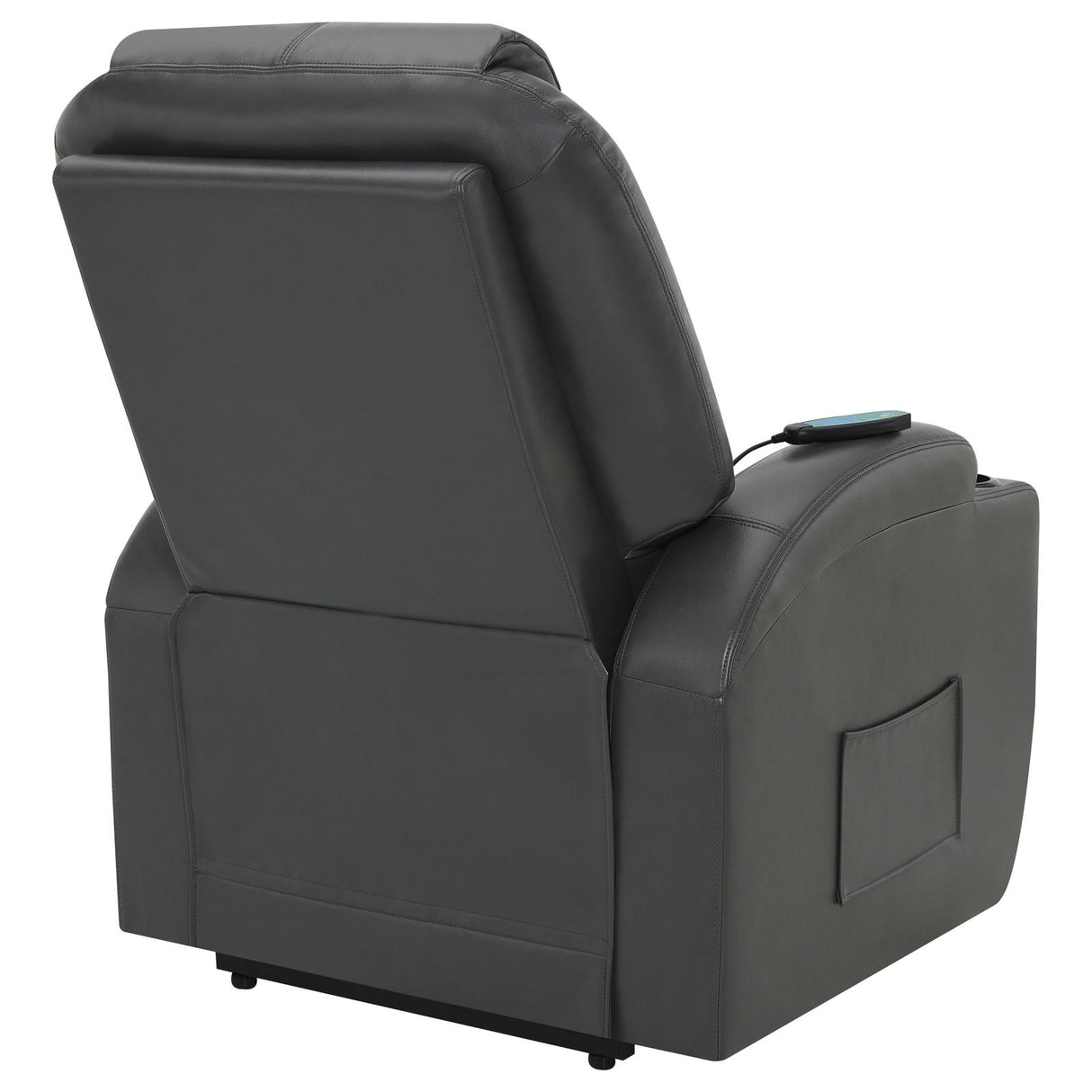 Sanger Upholstered Power Lift Recliner Chair with Massage Charcoal Grey - 600498P - Luna Furniture