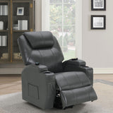 Sanger Upholstered Power Lift Recliner Chair with Massage Charcoal Grey - 600498P - Luna Furniture