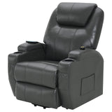 Sanger Upholstered Power Lift Recliner Chair with Massage Charcoal Grey - 600498P - Luna Furniture