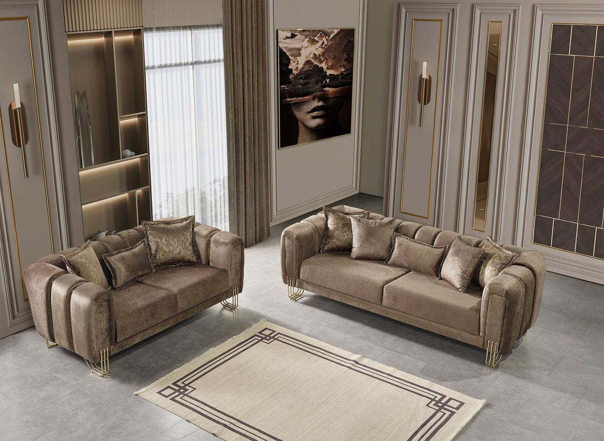 Santana Coffee Velvet Living Room Set - SANTANACOFFEE-SL - Luna Furniture