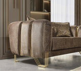 Santana Coffee Velvet Sofa - SANTANACOFFEE-S - Luna Furniture