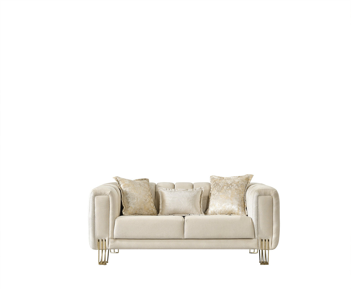 Santana Ivory Velvet Loveseat - SANTANAIVORY-L - Luna Furniture