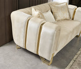 Santana Ivory Velvet Loveseat - SANTANAIVORY-L - Luna Furniture