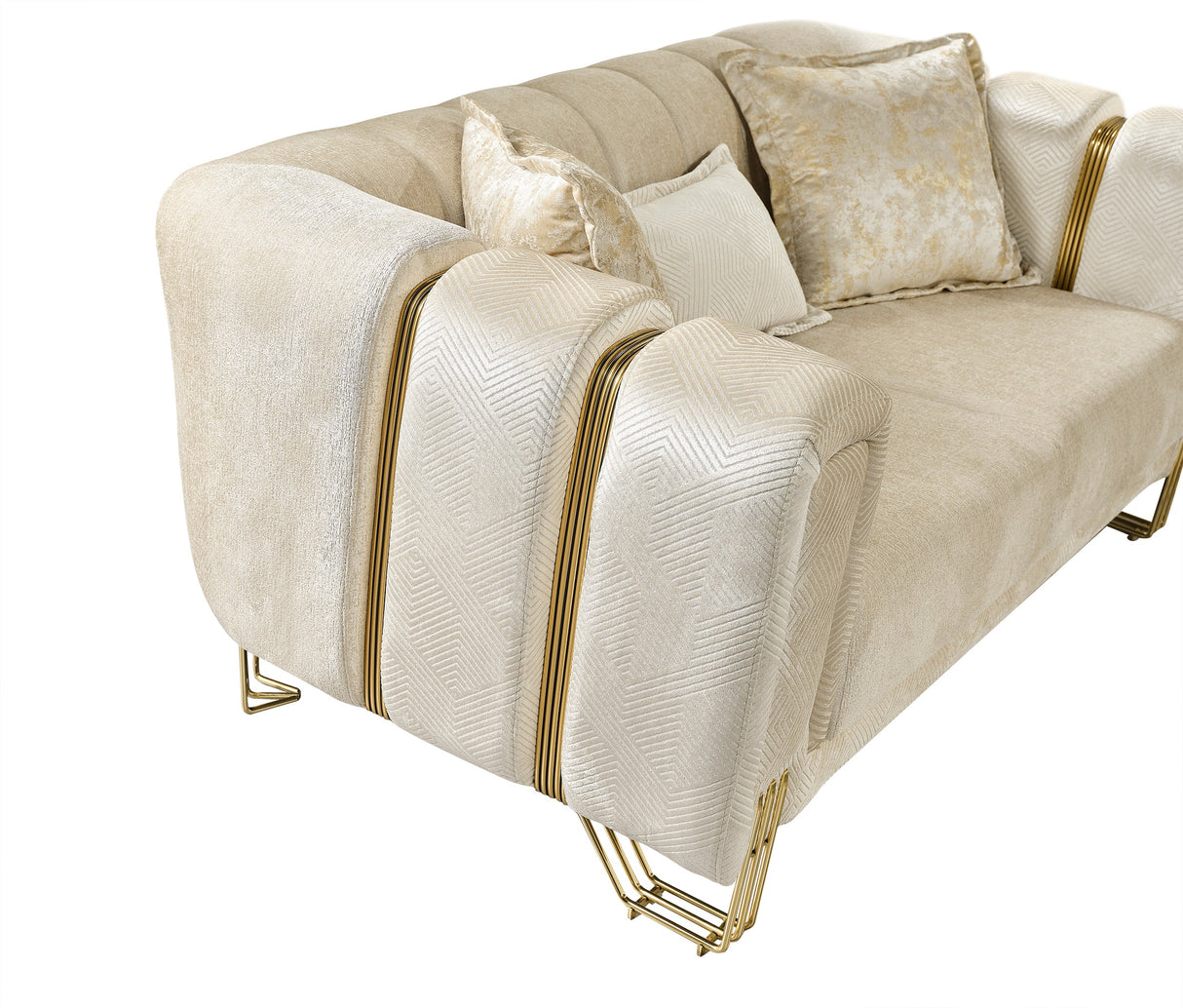 Santana Ivory Velvet Loveseat - SANTANAIVORY-L - Luna Furniture