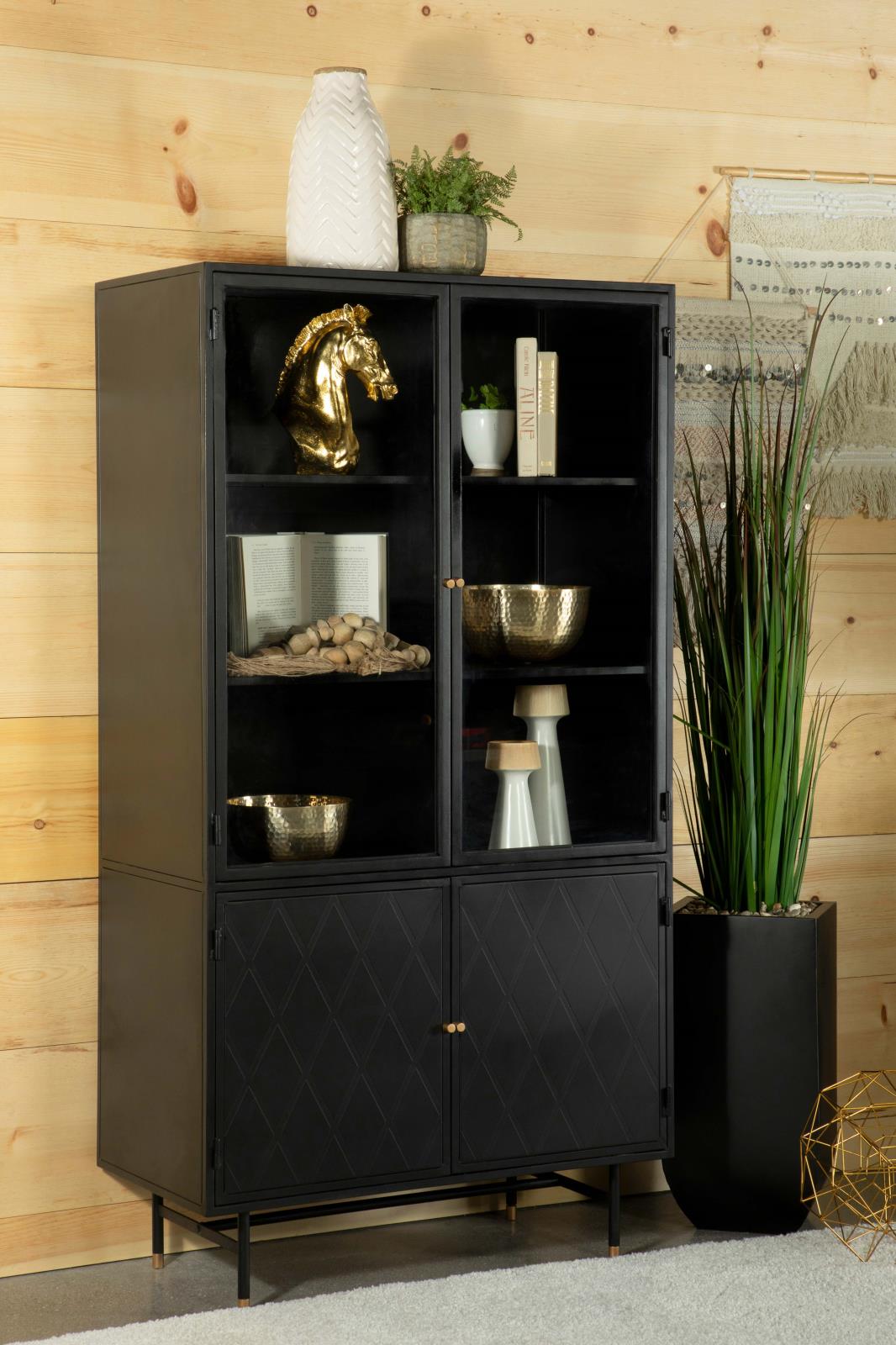 Santiago Matte Black Rectangular 4-Door Cabinet from Coaster - Luna Furniture