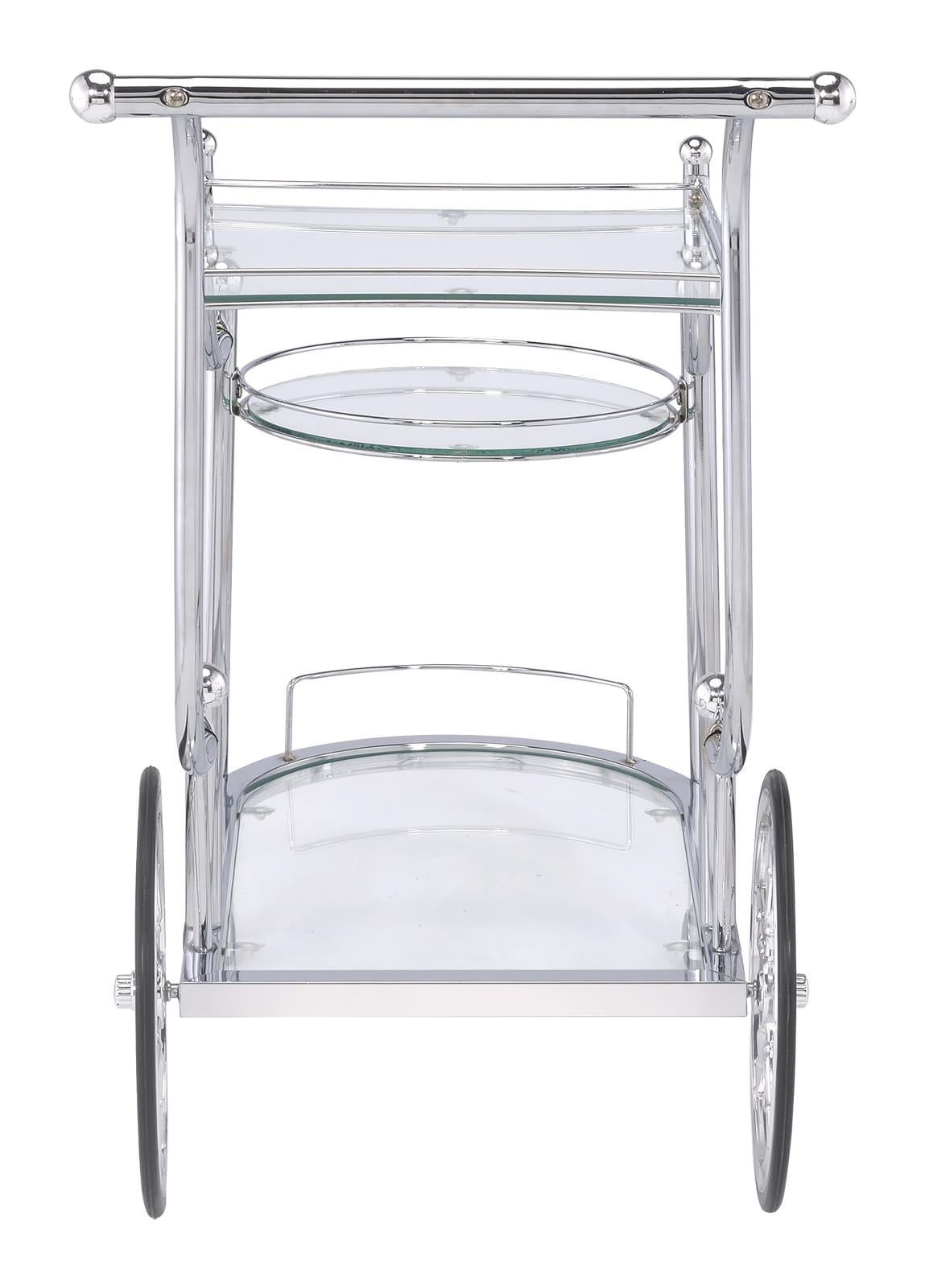 Sarandon Chrome/Clear 3-Tier Serving Cart from Coaster - Luna Furniture