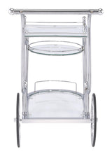 Sarandon Chrome/Clear 3-Tier Serving Cart from Coaster - Luna Furniture