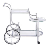 Sarandon Chrome/Clear 3-Tier Serving Cart from Coaster - Luna Furniture