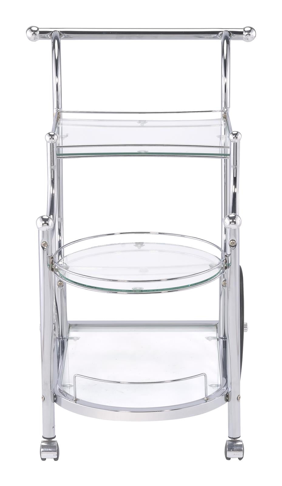 Sarandon Chrome/Clear 3-Tier Serving Cart from Coaster - Luna Furniture