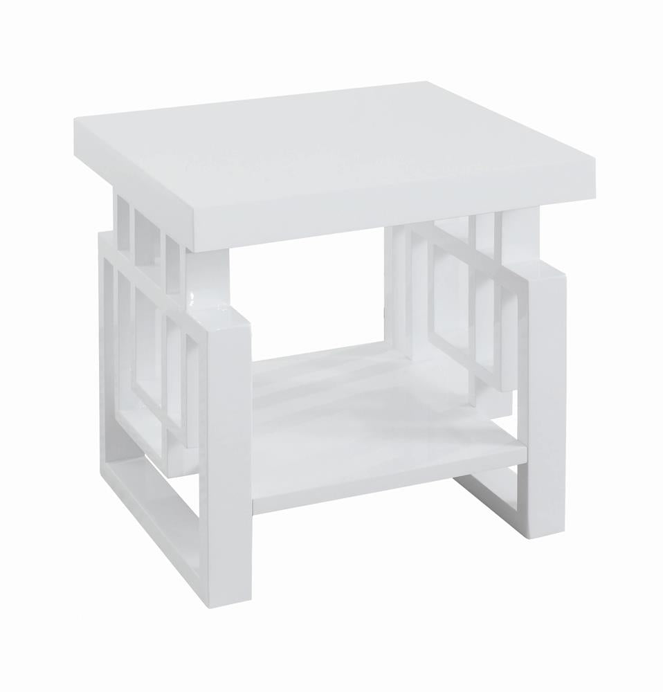 Schmitt Rectangular End Table High Glossy White from Coaster - Luna Furniture