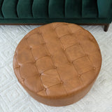 Seletar Mid-Century Modern Tan Leather Ottoman - AFC00490 - Luna Furniture