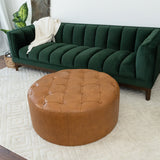 Seletar Mid-Century Modern Tan Leather Ottoman - AFC00490 - Luna Furniture