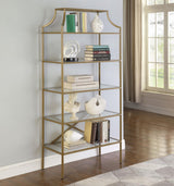 Serena Matte Gold 5-Tier Tempered Glass Shelves Bookcase from Coaster - Luna Furniture