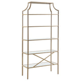 Serena Matte Gold 5-Tier Tempered Glass Shelves Bookcase from Coaster - Luna Furniture