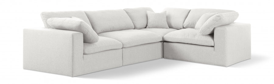 Serene Linen Textured Fabric Deluxe Comfort Modular Sectional Cream from Meridian - Luna Furniture