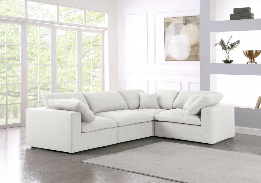 Serene Linen Textured Fabric Deluxe Comfort Modular Sectional Cream from Meridian - Luna Furniture