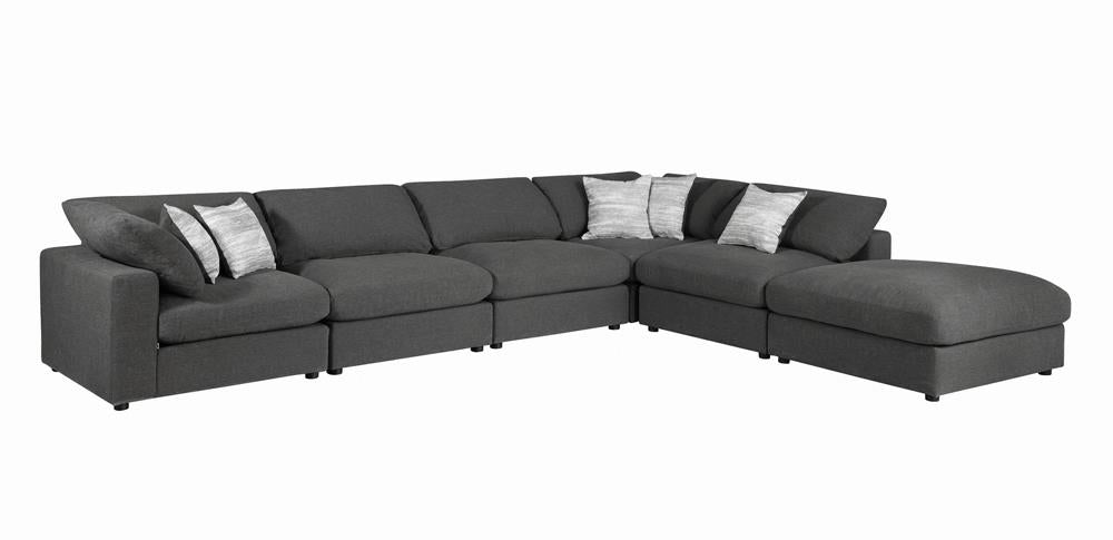 Serene Upholstered Rectangular Ottoman Charcoal - 551326 - Luna Furniture