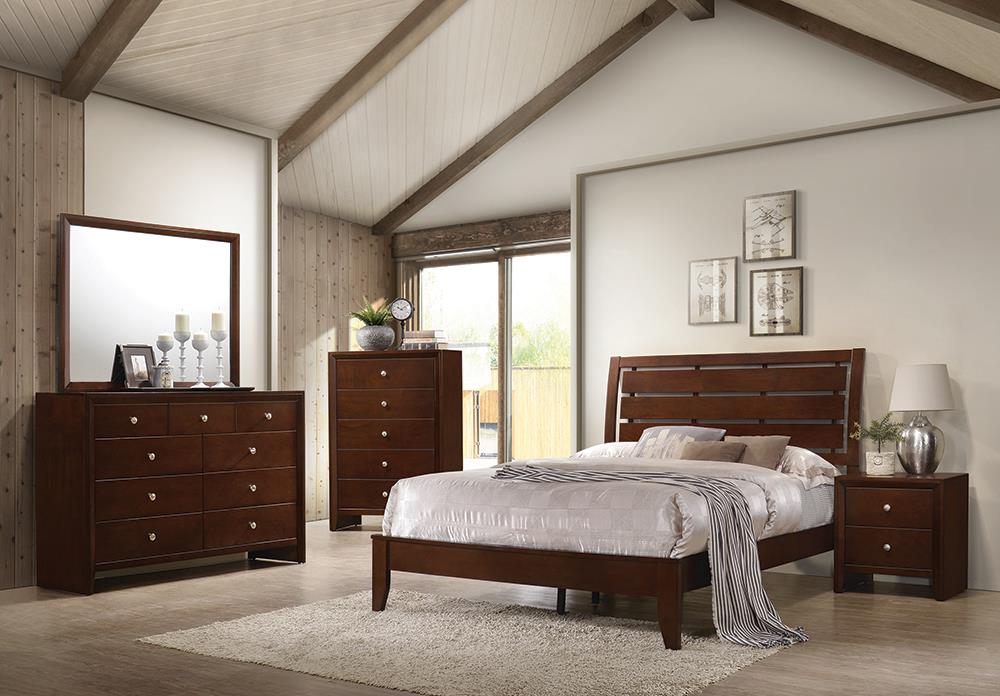 Serenity California King Panel Bed Rich Merlot - 201971KW - Luna Furniture