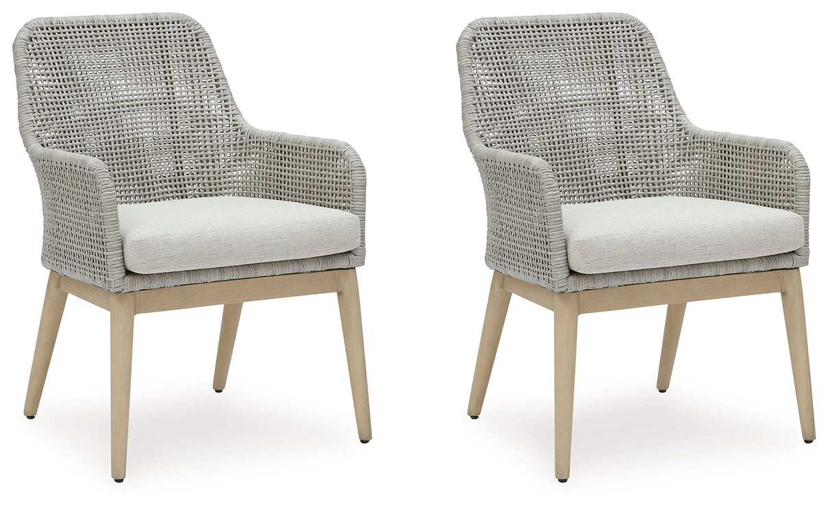 Seton Creek Gray Outdoor Dining Arm Chair (Set of 2) - P798-601A - Luna Furniture