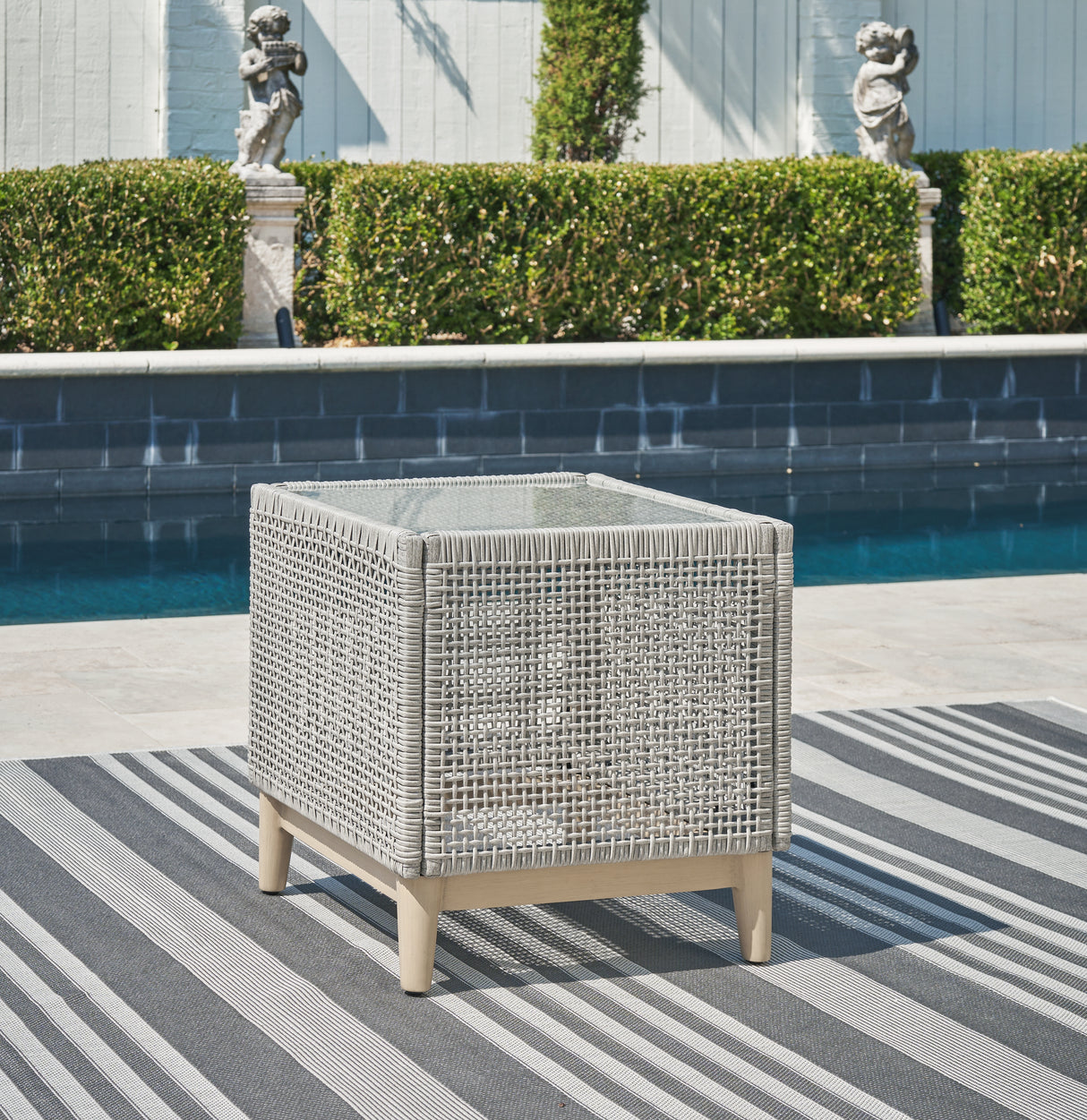 Seton Creek Gray Outdoor End Table from Ashley - Luna Furniture